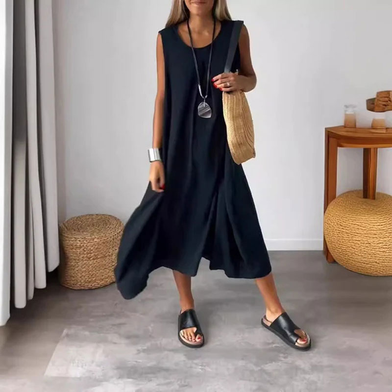 Sommer Leinenkleid mit Tasche