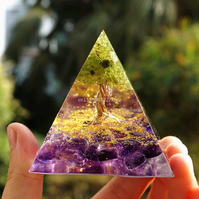 Orgon Pyramide Amethyst Peridot Heilkristall Energie