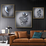 Love Heart Grey-3D Art Wall gold & silver