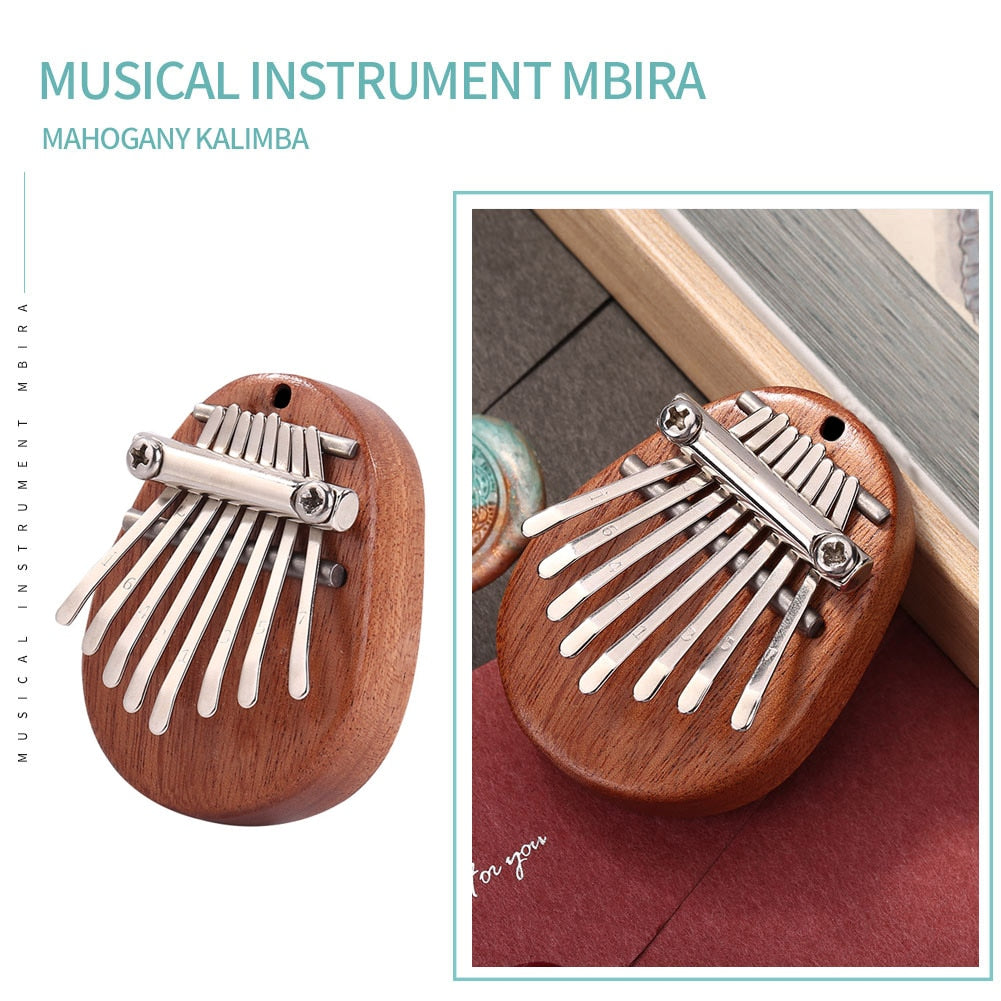 Mini Kalimba Musikinstrument aus  Holz Mahagoni Daumenfinger Klavier